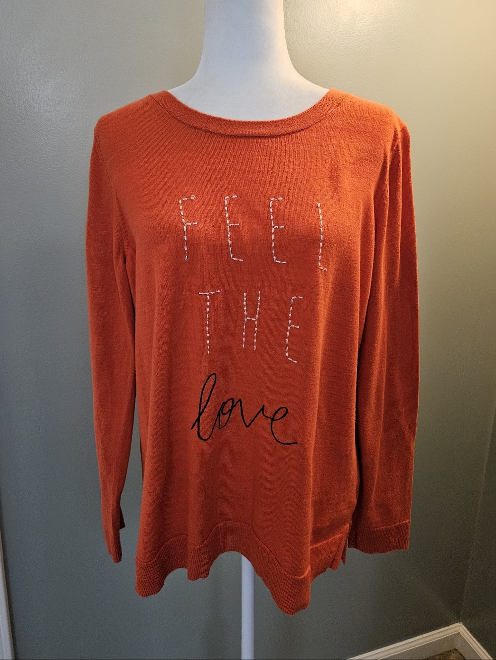 Old Navy Red "Feel The Love" Knit Sweater Women's Size XL